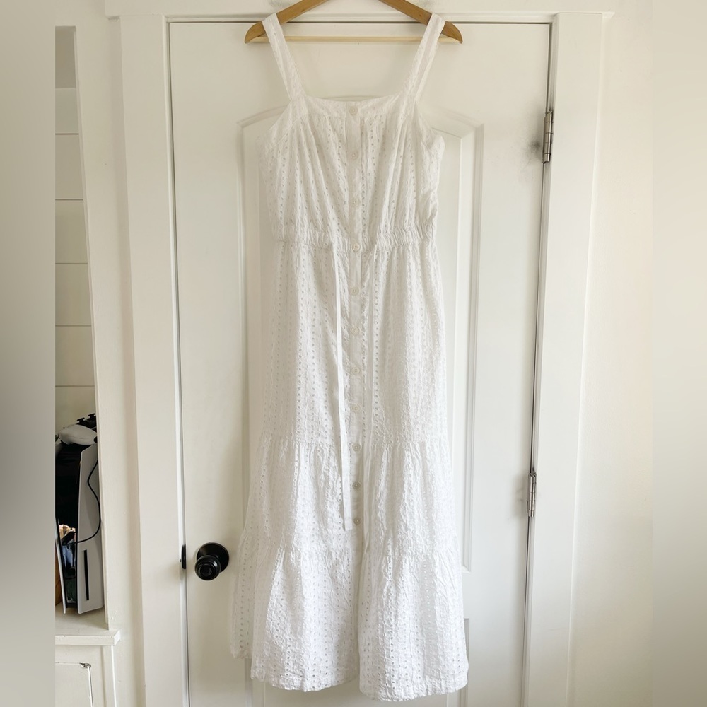 Gap Apron Eyelet Maxi Dress Optic White - 6 - Picture 5 of 6